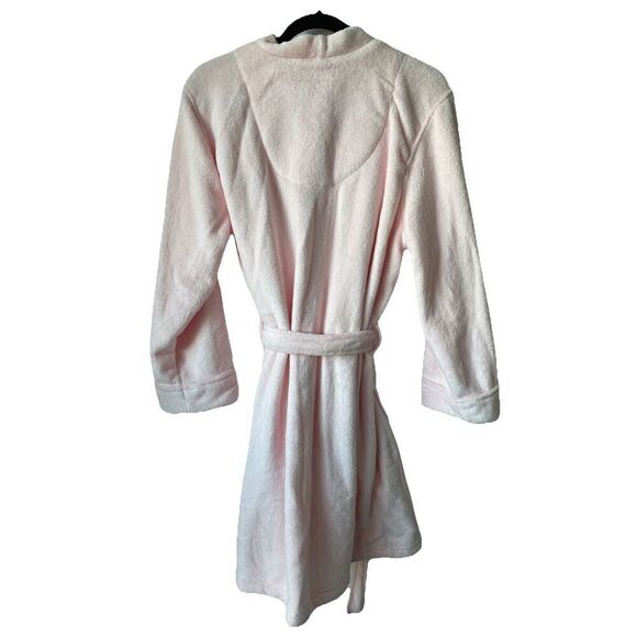 Lauren Ralph Lauren Pink Plush Shawl Collar Short Robe w. Pockets NWOT Large $74 - Picture 2 of 4